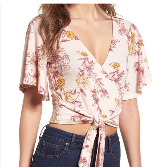 B.P. Nordstrom | Floral Wrap Crop Top | Sz Small - Picture 1 of 9